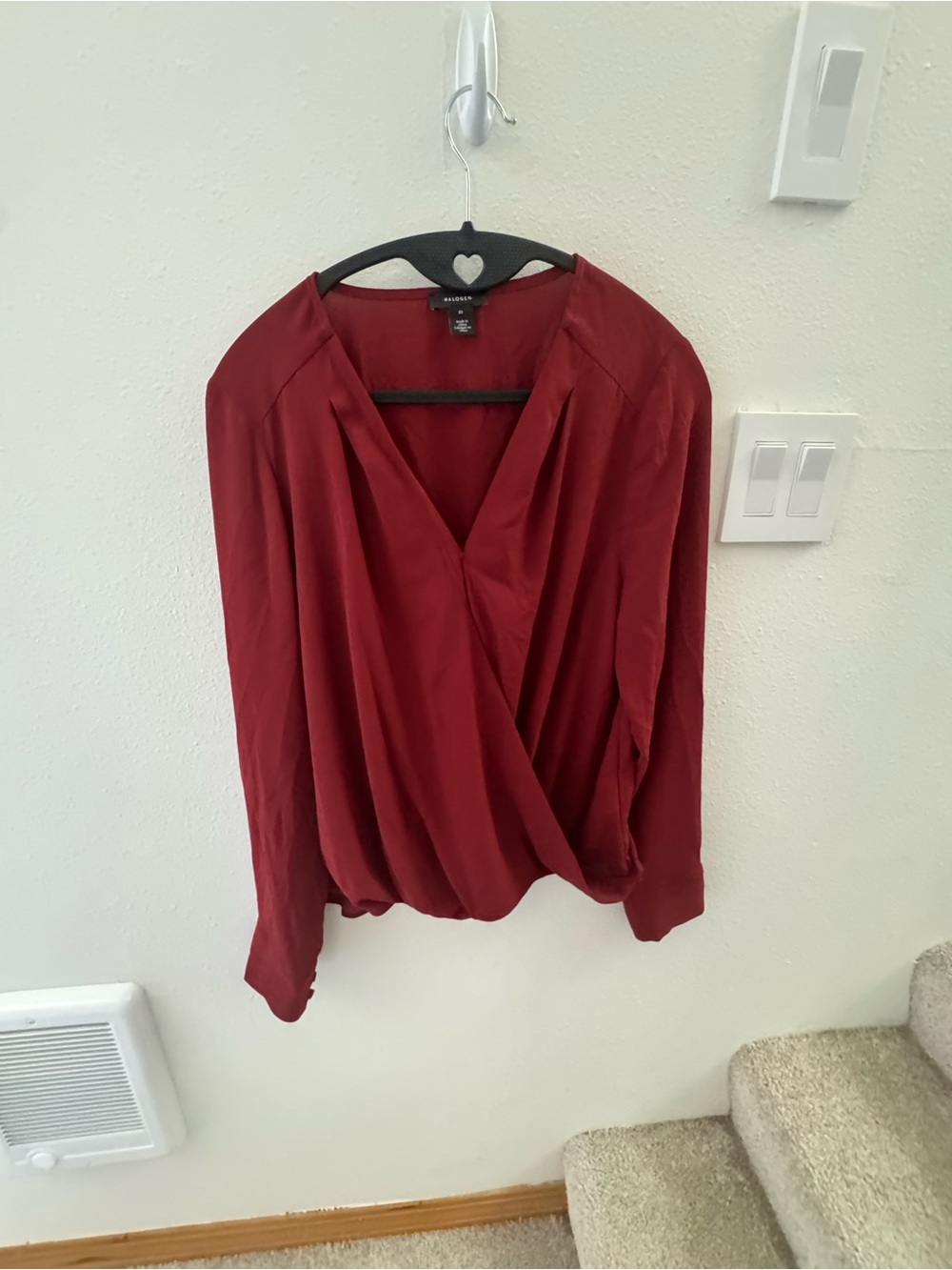 Halogen Women's Burgundy Surplice Blouse